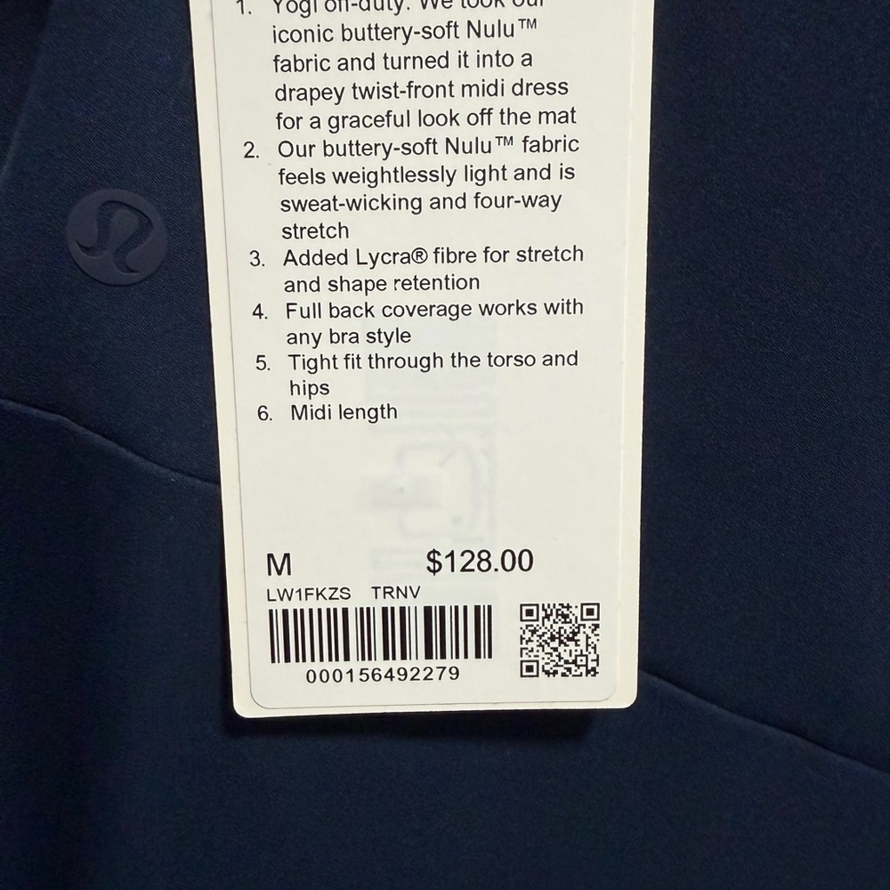 Lululemon Nulu Twist-Front Midi Dress – True Navy – Size M – NWT - Picture 3 of 3
